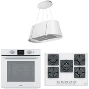 Resim Franke Beyaz Ankastre Set (BEAT XL WH MATT F80 Ada Tipi Davlumbaz FHNS 705 4G TC WH Ocak -FSL 86 H W 