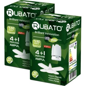 Resim Rubato 4+1 Pervane Ampul %90 Enerji Tasarruflu Ampul 60 Watt (2'li Paket) 