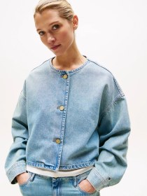 Resim Tommy Hilfiger Lex Kısa Denim Kadın Ceket Ww0ww467401a4 Mavi 