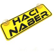 Resim Hacı Naber Yazılı Sarı Dekor Plaka Vantuzlu Cam Süsü 