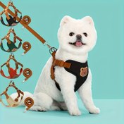 Resim Tek Renkli Ayı Desenli Evcil Hayvan Köpek Tasması Göğüs Askısı Seti, Dış Mekan Seyahatleri İçin Güvenli, Çoklu Renk ve Boyut Seçenekleriyle Kediler ve Köpekler için Uygun 