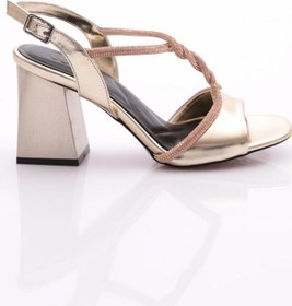 Resim Dgn 808 Kadin Bantli Silver Taşli Burgu Aksesuarli Topuklu Sandalet 808-1922-R13842 