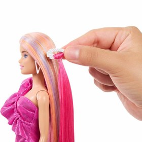 Resim Barbie Upuzun Muhteşem Pembe Saçlı Bebek JDC85 