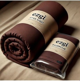 Resim Tek Kişilik 120 X 200 Yataklar İçin Ranforce Lastikli Çarşaf Ve Yastık Kılıfı Kahve 