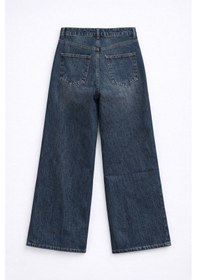 Resim Bluew White Kadın İndigo Yüksek Bel Culotte Fit Wideleg Jean Pantolon 