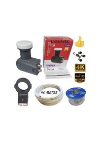 Resim Next 4'lü Quad Lnb 40 Metre Next Hazır-Tak-Kullan Anten Kablosu+4 Adet Contalı Konnektör+Lnb Plastiği 