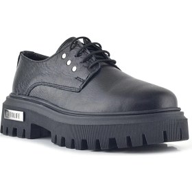 Resim Rakerplus Siyah Kırışık Hakiki Deri Bağcıklı Metal Detaylı GünlükOxford Ayakkabı 