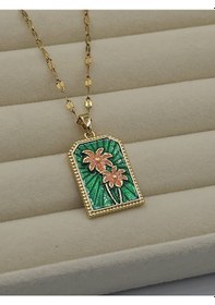 Resim The Green Palm Tarot Kartı Çelik Kolye Altın 