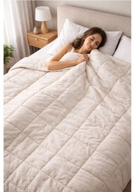 Resim Bellona Tek Kişilik Natural Linen Keten Çantalı Yorgan 155x215 Cm Jüt Bej 