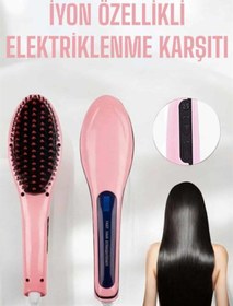 Resim AyrStore Fön Etkili Saç Düzleştirici Tarak Yıpranma Karşıtı Döner Kablo Isı Ayarlı 