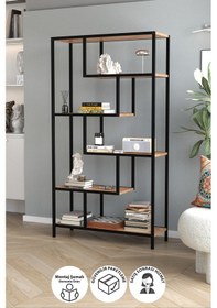 Resim Bofigo 6 Raflı Kitaplık Dekoratif Kitaplık Metal Kitaplık Ofis Kitaplığı Larissa Çam Çam 