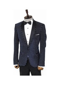 Resim Wessi Nokta Desenli Slim Fit Lacivert Erkek Smokin Ceket Lacivert 