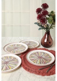 Resim Keramika Serene Flower Nordıc Pasta Tabağı 22 Cm 4 Adet 22983 Çok Renkli 