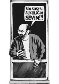 Resim Bizimkiler Sosyal Alkolik Ahşap Retro Vintage Poster 