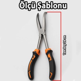 Resim Badem10 Extra Uzun Eğri Kargaburun 11 Inç Kıvrık Ince Burun Pense Paslanmaz Çelik Metal Dayanıklı El Aleti 