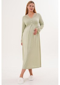 Resim Mecit Pijama Mecit 6305 Yeşil Hamile Lohusa Gecelik 