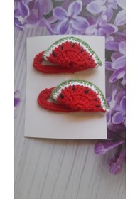 Resim Anomoneshop Örgü Toka Karpuzlu Saç Aksesuarı 