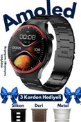 Resim Maybax Haino Teko Curved Amoled Ekran 3 Kordon Hediyeli Akıllı Saat Amoled Ekran Sesli Görüşme 