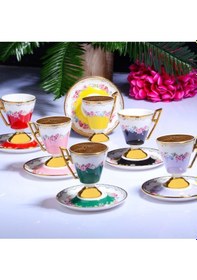 Resim Muba Consept Güllü 6'lı Fincan Takımı Ayaklı 90 Cc Çok Renkli 
