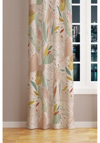 Resim Xero Floral 2 Desenli Süet Oturma Odası Salon Fon Perde Baskılı Ekstrafor Büzgü Tek Kanat Prd-1080 Çok Renkli 