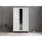 Resim Greta Membran 3 Kapaklı Portmanto Montaj Dahil Füme Beyaz 105 Cm 