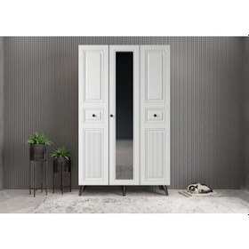 Resim Greta Membran 3 Kapaklı Portmanto Montaj Dahil Füme Beyaz 105 Cm 