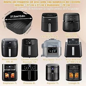 Resim 2 adet Airfryer silikon kalıp sıcak hava fritözü aksesuarı Cosori TurboBlaze 5.5L/6.0L/6.2L, Air Fryer silikon kullanım Philips 2000 6.2L NA230, Russel Hobbs, tekrar kullanılabilir Airfryer aksesuarı 