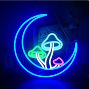 Resim Ay Ve Mantarlar Neon Led Tabela Dekoratif Aydınlatma 