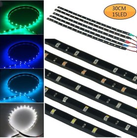 Resim Feıjıeast 30 Cm 15 Led Su Geçirmez Esnek Araba Şerit Işık Motor Bar Dize Gündüz Çalışan Bant Parlak Mavi 