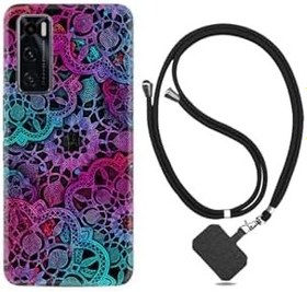 Resim kilifland Vivo Y70 ile Uyumlu Kılıf Silikon Desen Boyun Askılı Colurful Mandala 1667 