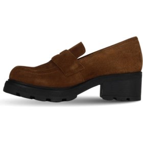 Resim Bueno Shoes Taba Süet Kadın Dolgu Topuklu Ayakkabı 
