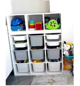 Resim OYUNCAK DOLABI Kitaplıklı Oyuncak Saklama Dolabı Kit-batu3 (MDF) 