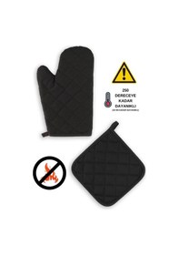 Resim Yanmaz Fırın Eldiveni Ve Fırın Tutacağı 1 Eldiven 1 Tutacak Siyah 