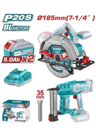 Resim Total TOSLI240866E Akülü 2 Li Set Sunta Kesme Daire Testere Ve Çivi Çakma Tabancası 5.0 Ah 