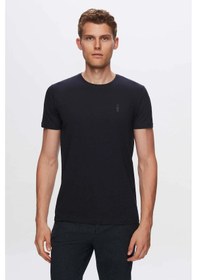 Resim Twn Slim Fit Lacivert Düz Kabartma Baskılı T-shirt 4ec148551753m Lacivert 