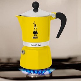 Resim Bialetti - Rainbow: 6 Cups Ocak Üstü Espresso Pişirici - 250ml - Sarı Renk - Alüminyum Gövde - Patentli Güvenlik Valfi - Tüm Ocak Türleri İçin Uygundur (İndüksiyon Hariç) 