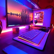 Resim 1 Rulo RGB TV Arka Plan LED Şerit Lambası, 3 Tuşlu Yüksek Parlaklık Kontrollü Esnek Yapışkan Bant Lambası, TV Arka Planı, Oyun Odası Dekorasyonu için Uygun Halloween Christmas Eid Al-Adha Mubarak 