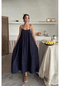 Resim Defymoda Lacivert Askılı Müslin Elbise Lacivert 