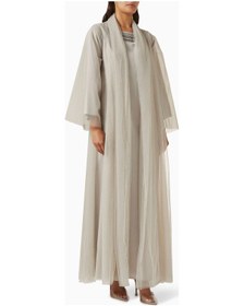 Resim Ronanna Ihtişamlı Düğme Detaylı Abaya Seti Üçlü Tasarım Rahat Kullanım Ve Şıklık Sunuyor Bej 