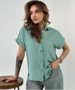 Resim Trenddiva Büyük Beden Kısa Kollu Bluz 212802145 Naneli 