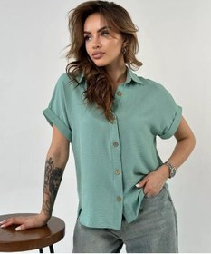 Resim Trenddiva Büyük Beden Kısa Kollu Bluz 212802145 Naneli 