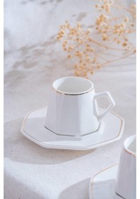 Resim Acar Elara Gold 6 Kişilik Kahve Fincanı Takımı - 90 Ml Beyaz 
