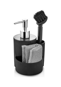 Resim E-ticaret Sıvı Sabunluk Seti,süngerlik Bölmeli Sıvı Sabunluk Seti Fırça Ve Çelik Süngerli Set Siyah Siyah 