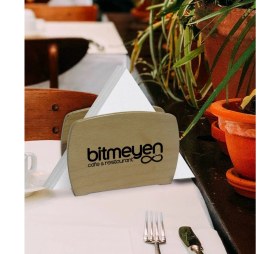 Resim BK Restoran & Cafe & Barlara Özel Logolu Lüks Ahşap Peçetelik – 10 Adet 