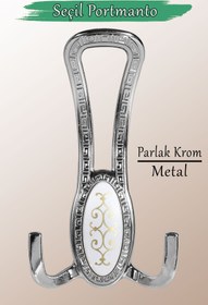 Resim Badem10 Seçil (KROM) Metal Portmanto Vestiyer Duvar Dolap Elbise Mobilya Kapı Askısı Askılığı Askılık 
