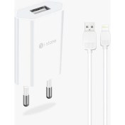 Resim I Stone Stn 111 1.1A Şarj Adaptörü + Lightning USB Kablo 