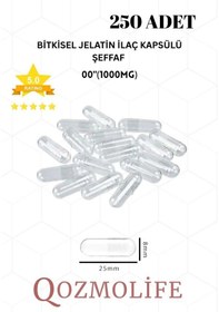 Resim Büyük Boy Şeffaf Bitkisel Jelatin Boş İlaç Kapsülü Helal 00"1000mg 250 Adet 