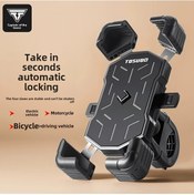 Resim Xuweiwei Tosuod Bisiklet Telefon Tutucu Obsidian Black Ayarlanabilir Dönebilir Şok Emici Alüminyum Alaşım Obsidyen Siyah 