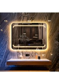 Resim Recta Günışığı Kumlamalı Lavabo & Banyo Aynası Dokunmatik Sensörlü 70 X 45 