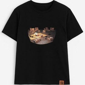 Resim Kadın Bisiklet Yaka %100 Pamuk Blok Baskılı Kısa Kollu T-shirt Çok Renkli 
